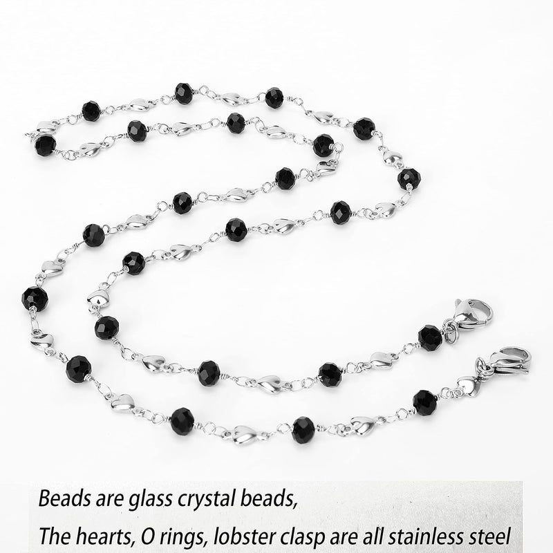 Hongeely Eyeglass Chain Silver Stainless Steel Handmade Necklace for Reading Glasses Sunglass Beaded Chains for Men Women - Image 4